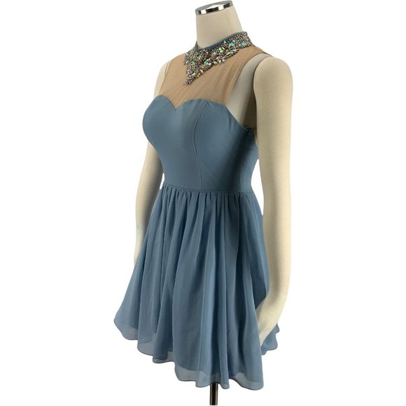City Studio 1 Dress Prom Formal Blue Rhinestone - Picture 2 of 9